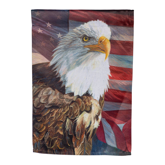 Portrait of An Eagle with American Flag Suede Garden Flag