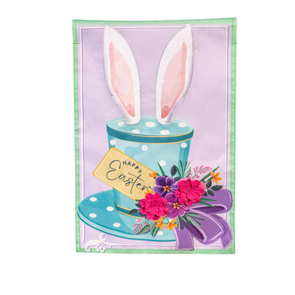 Happy Easter Floral Hat Applique Garden Flag