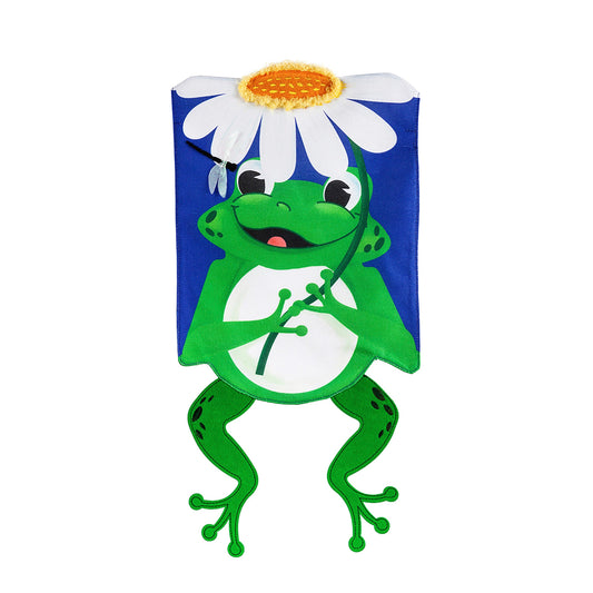 Shaped Frog Garden Burlap Flag