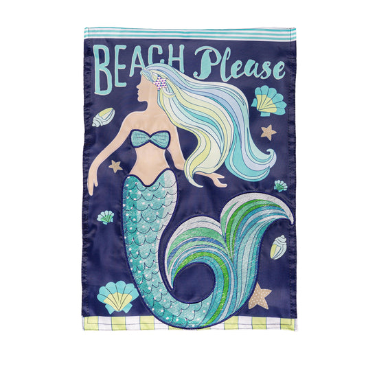 Mermaid Beach Applique Garden Flag