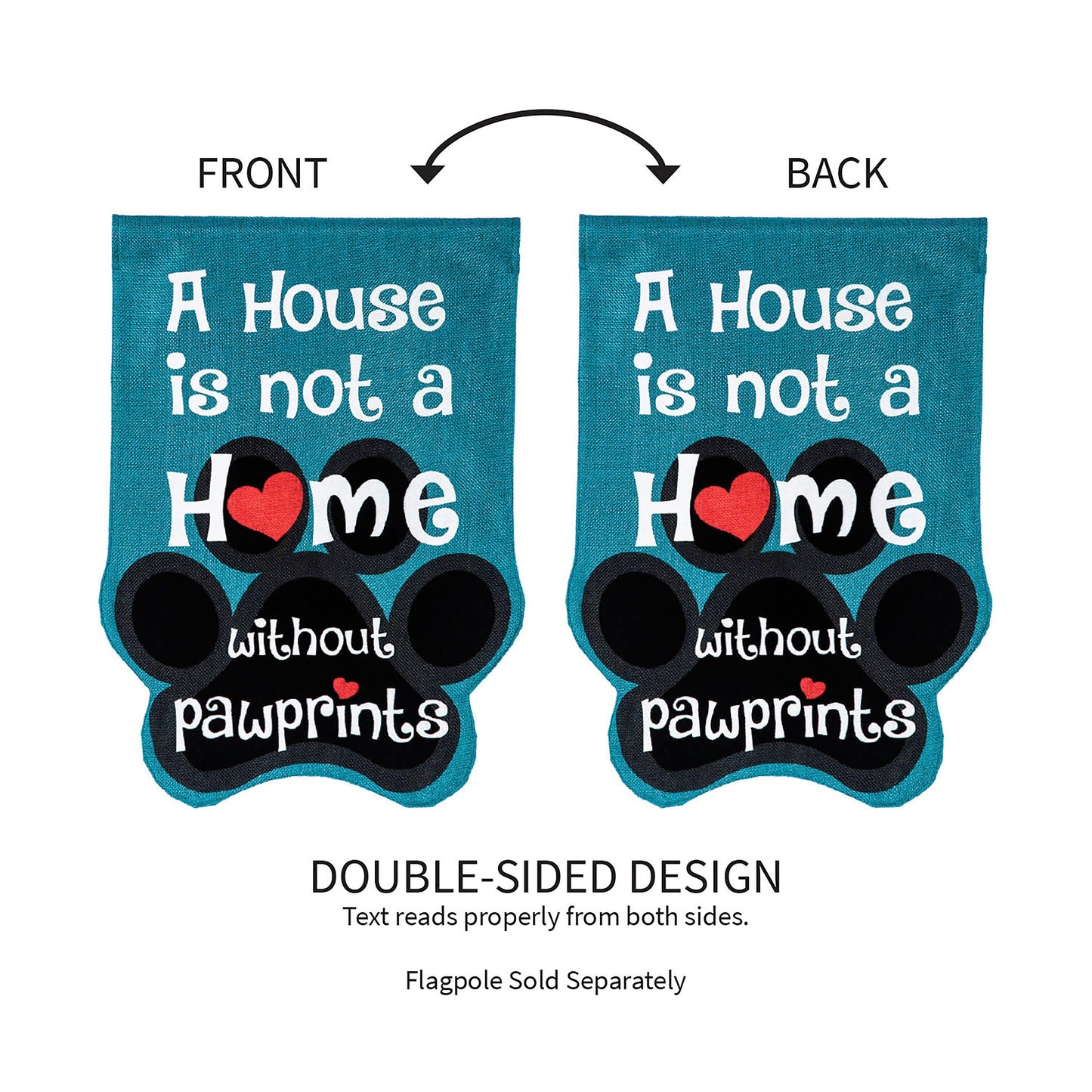Paw Prints Burlap House Flag