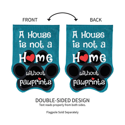 Paw Prints Burlap House Flag