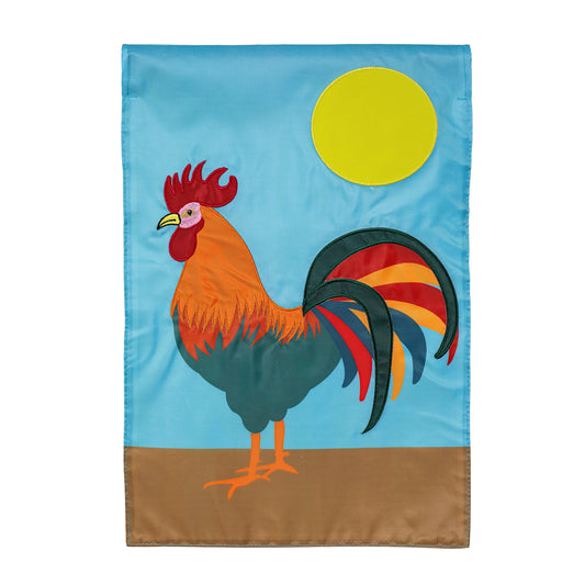Colorful Rooster Basic Applique Garden Flag