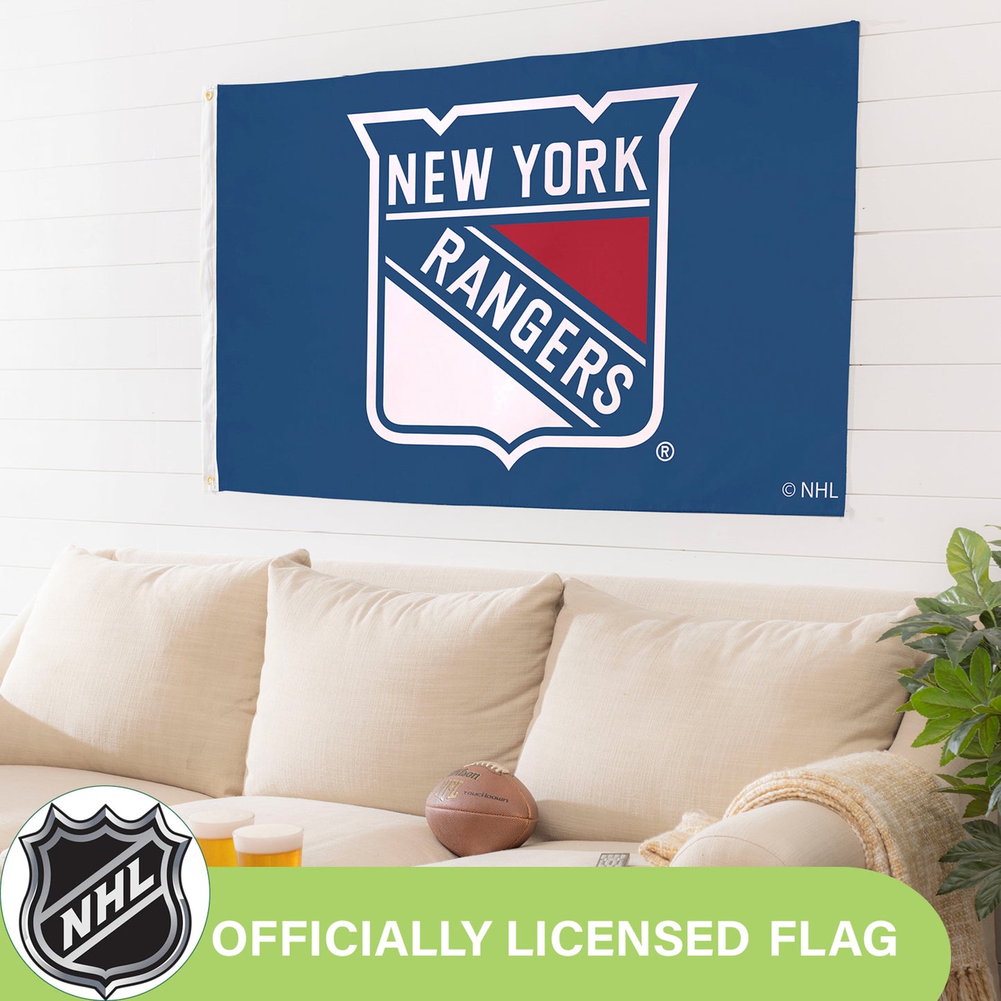 New York Rangers Single Sided Flag with 2 Grommets, 3'x5'