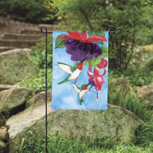 Hummingbirds Applique Garden Flag