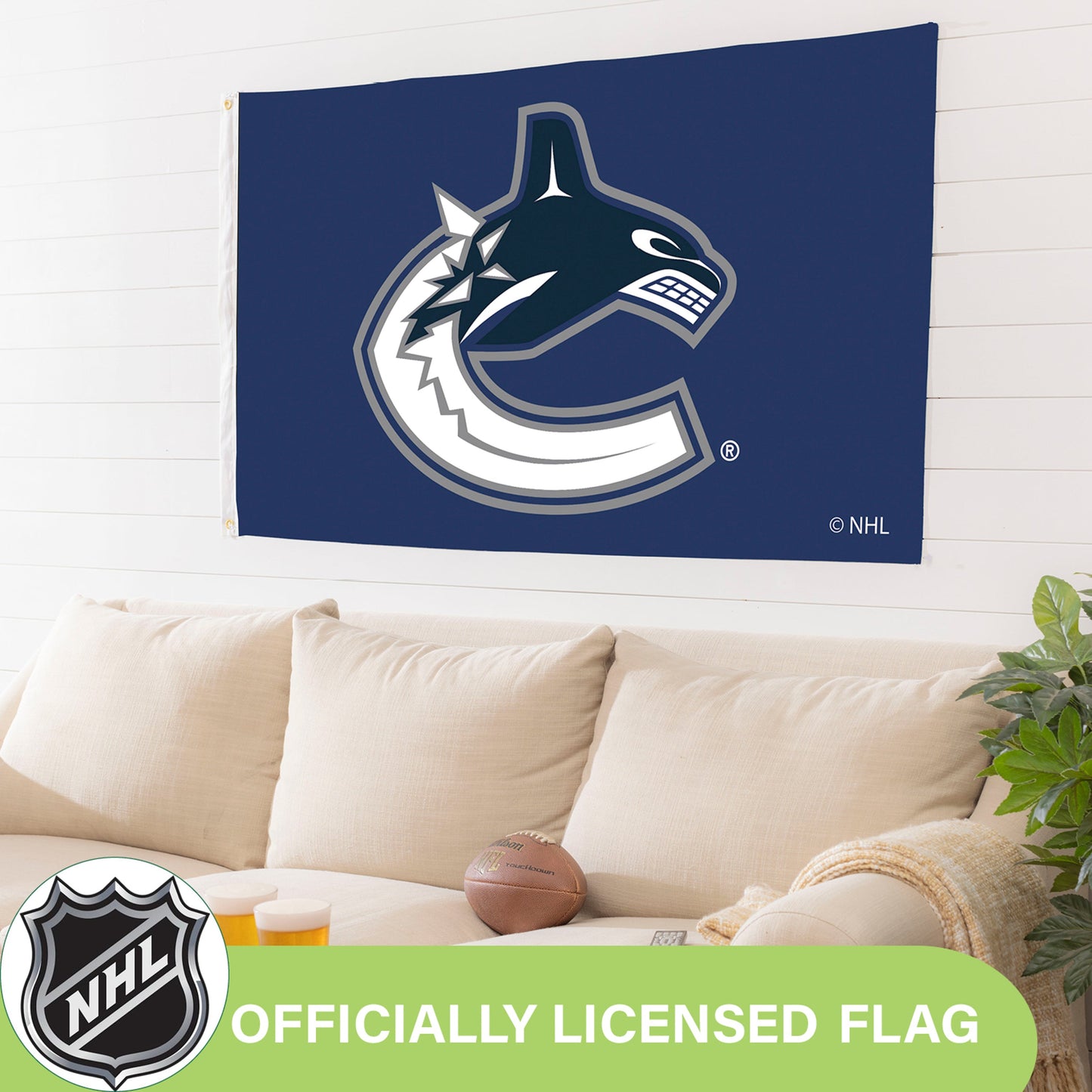 Vancouver Canucks Single Sided Flag w/ 2 Grommets, 3'x5'