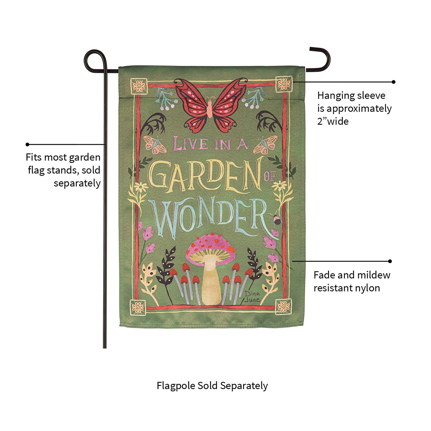 Garden of Wonder Suede Garden Flag