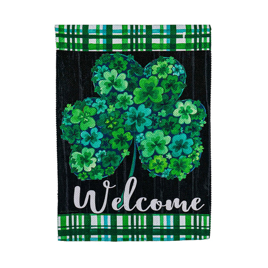 Shamrock Flowers House Textured Suede Flag