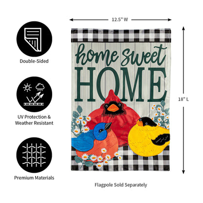Portly Birds Garden Applique Flag