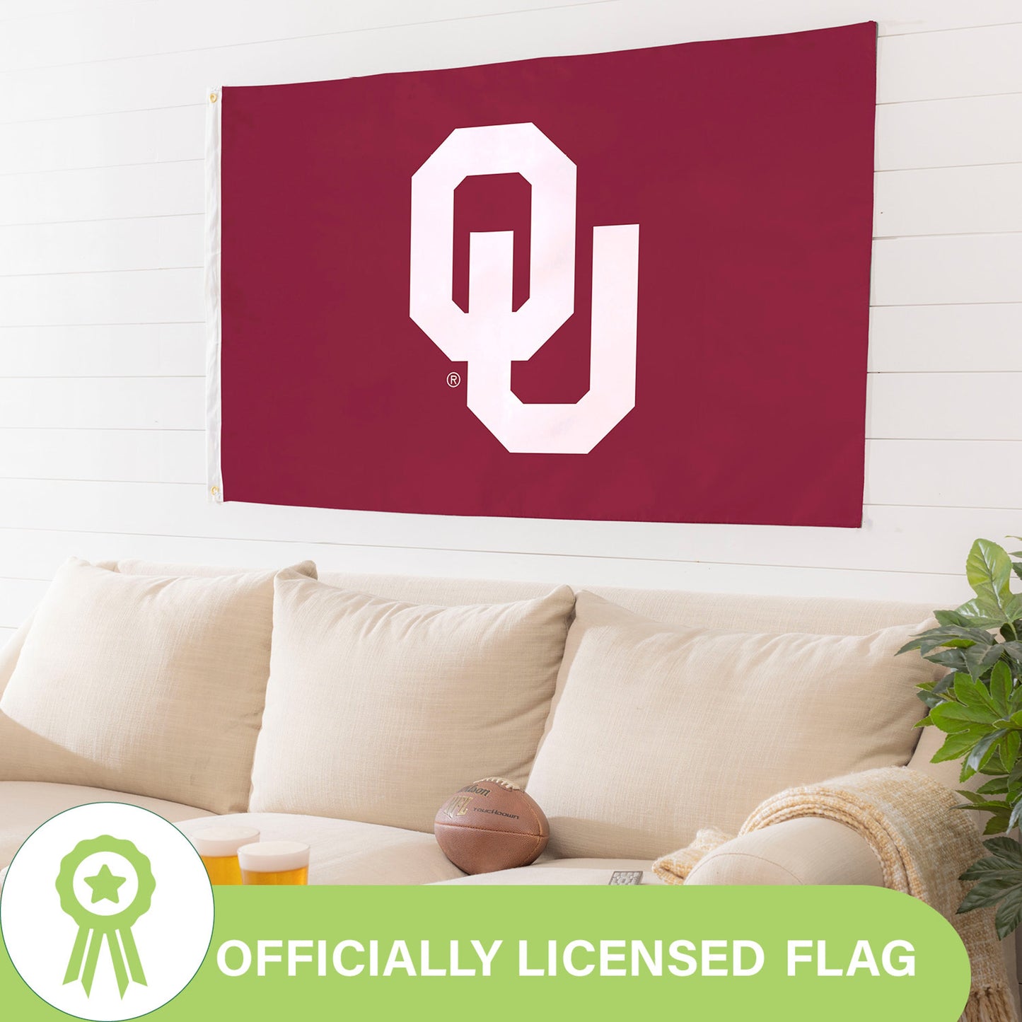University of Oklahoma Single Sided Estate Flag with 2 Grommets, 3'x5'