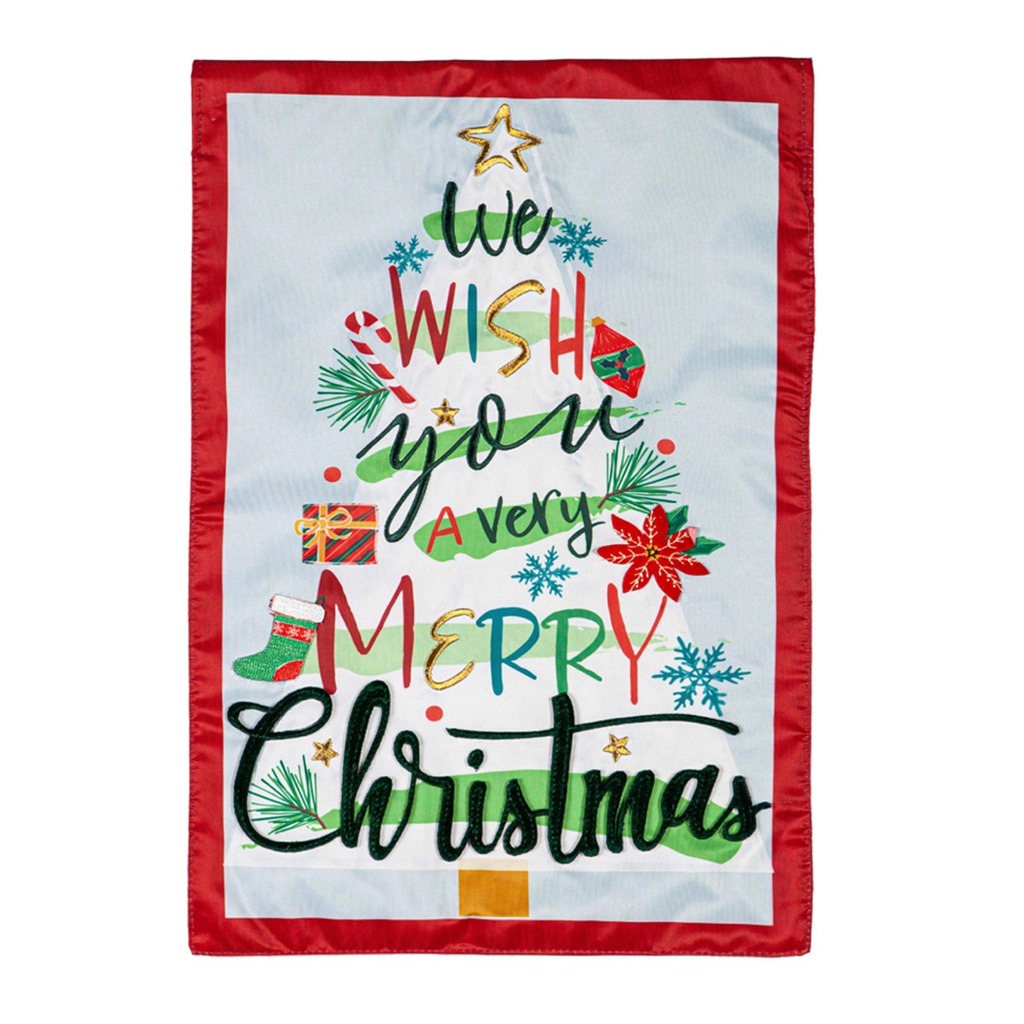 We Wish You a Merry Christmas Applique House Flag