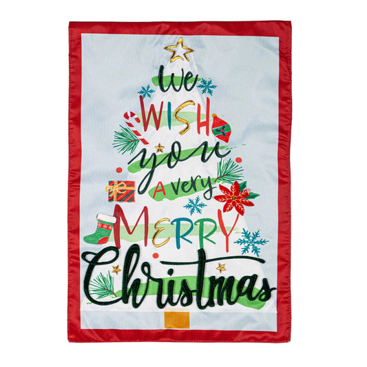 We Wish You a Merry Christmas Applique House Flag