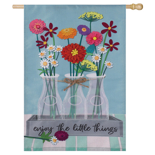 Floral Milk Bottle Trio Suede House Flag