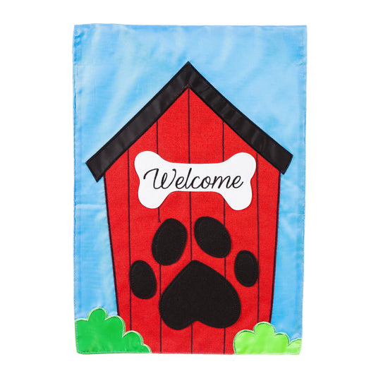 Welcome to the Dog House Garden Applique Flag