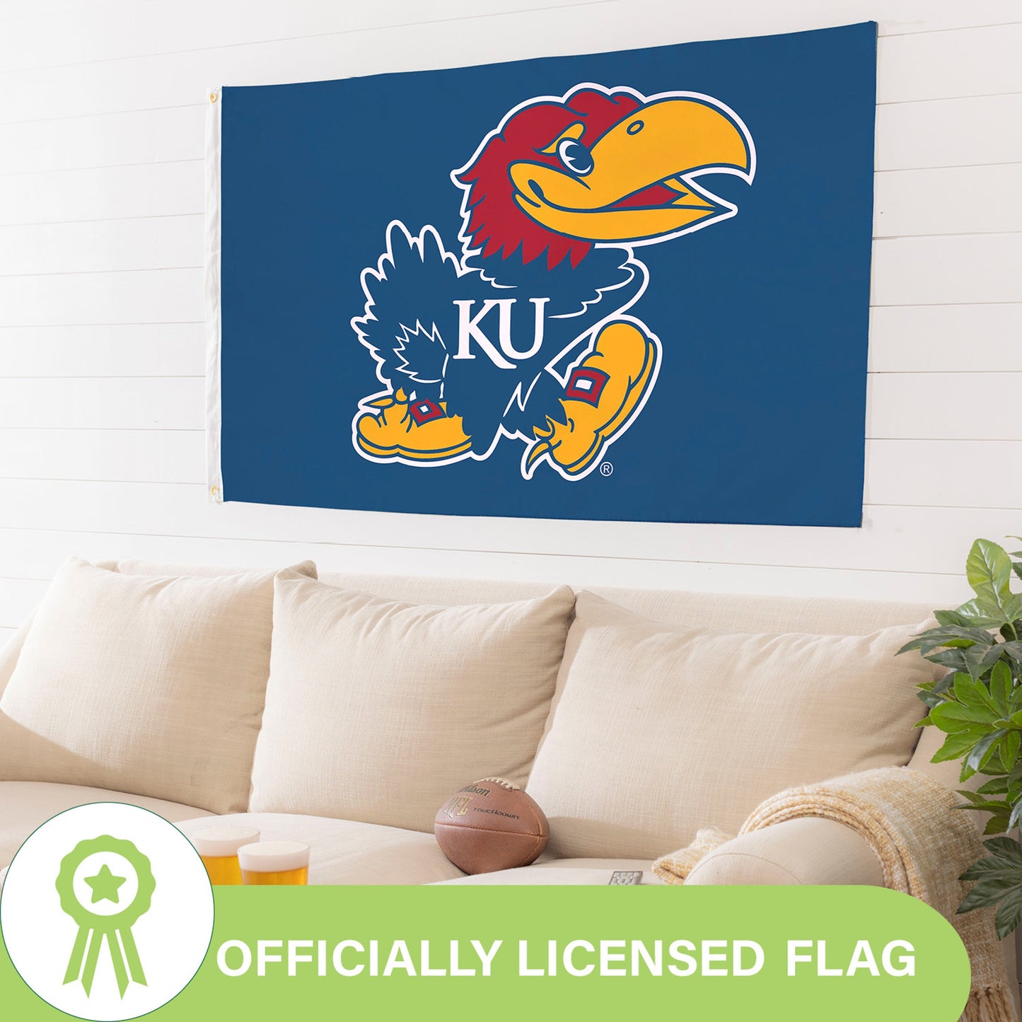 University of Kansas Single Sided Estate Flag with 2 Grommets, 3'x5'