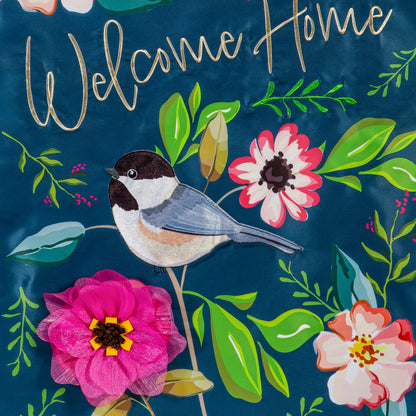 Welcome Home Songbirds Applique House Flag