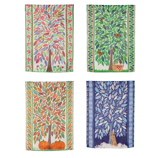 4 Season Trees Suede Garden Flag, Set of 4