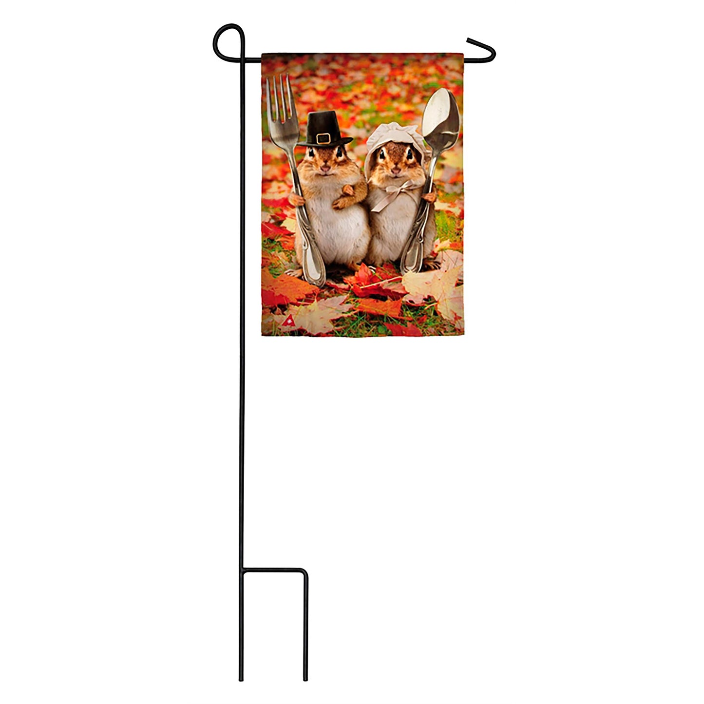 Thanksgiving Gothic Chipmunks Garden Satin Flag