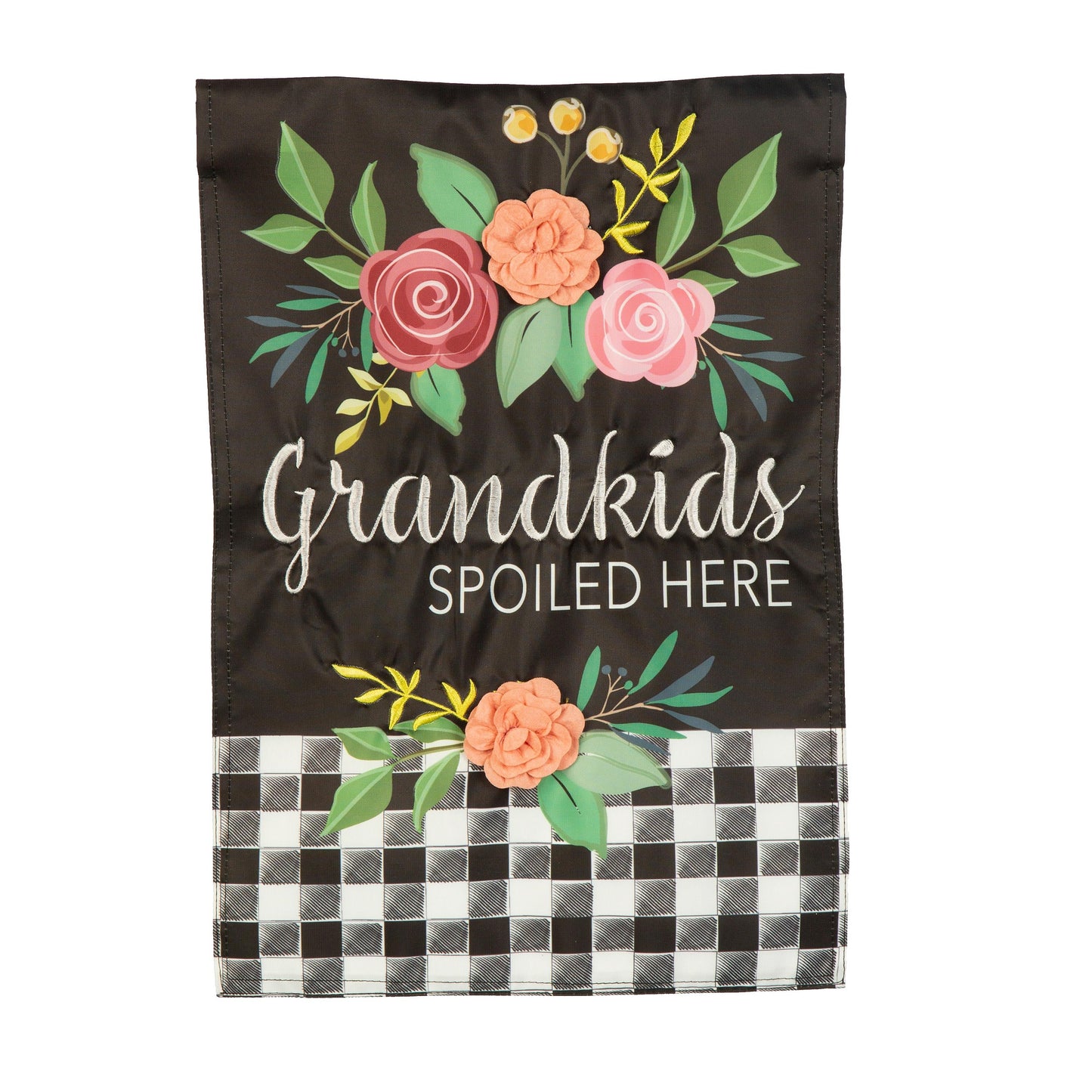 Grandkids Spoiled Here Applique House Flag
