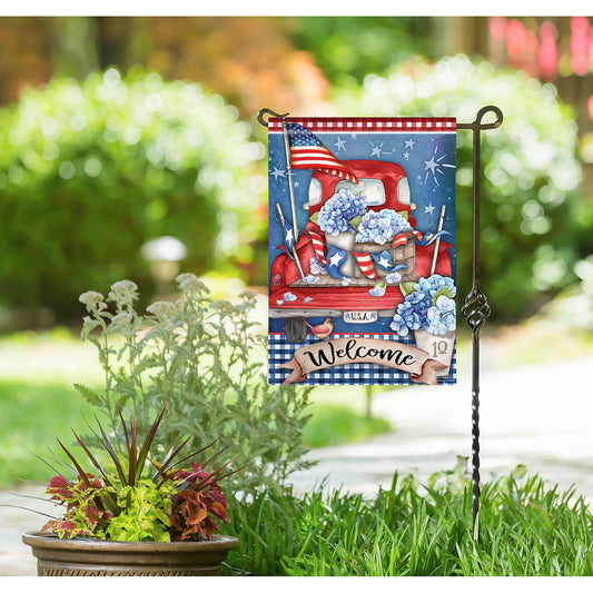 Patriotic Truck Garden Suede Flag