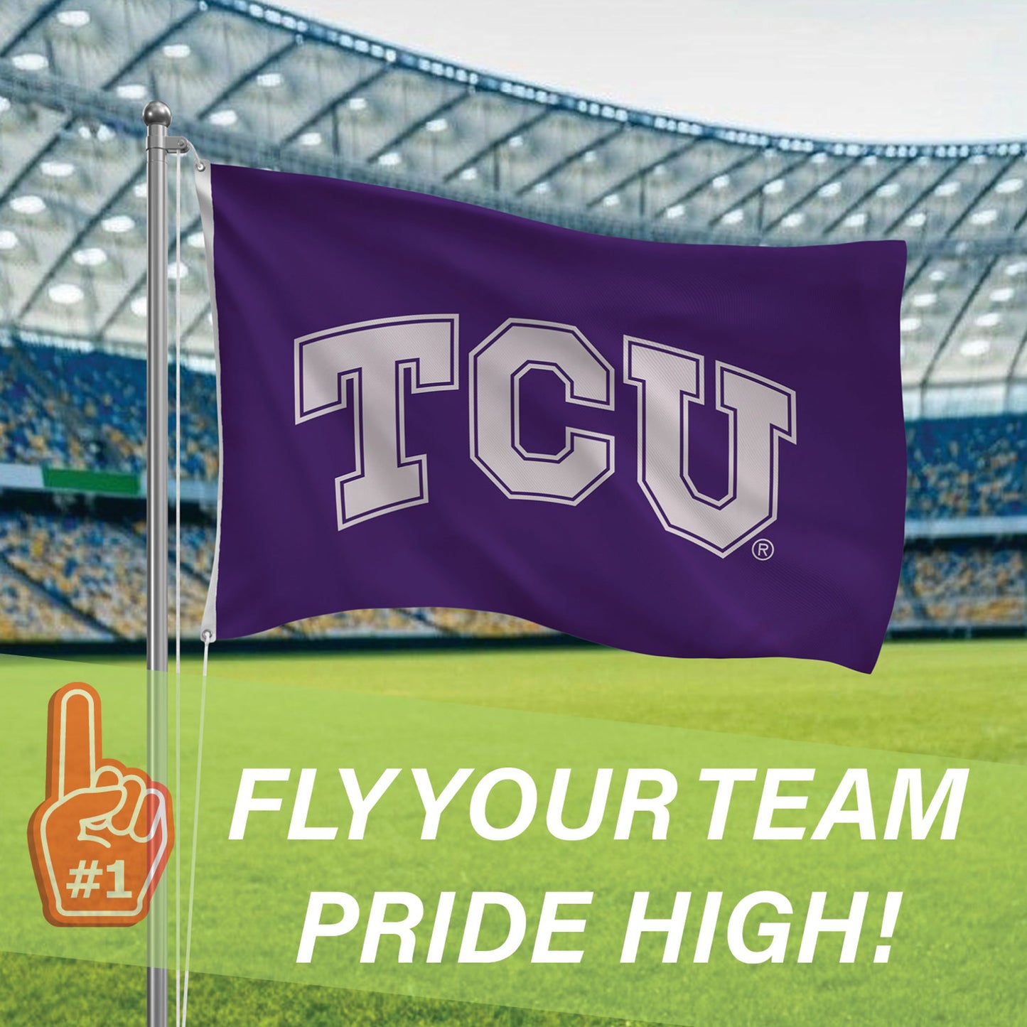 Texas Christian University Single Sided Flag w/ 2 Grommets, 3'x5'