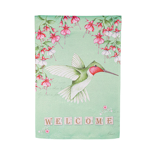 Beautiful Hummingbird Suede Garden Flag