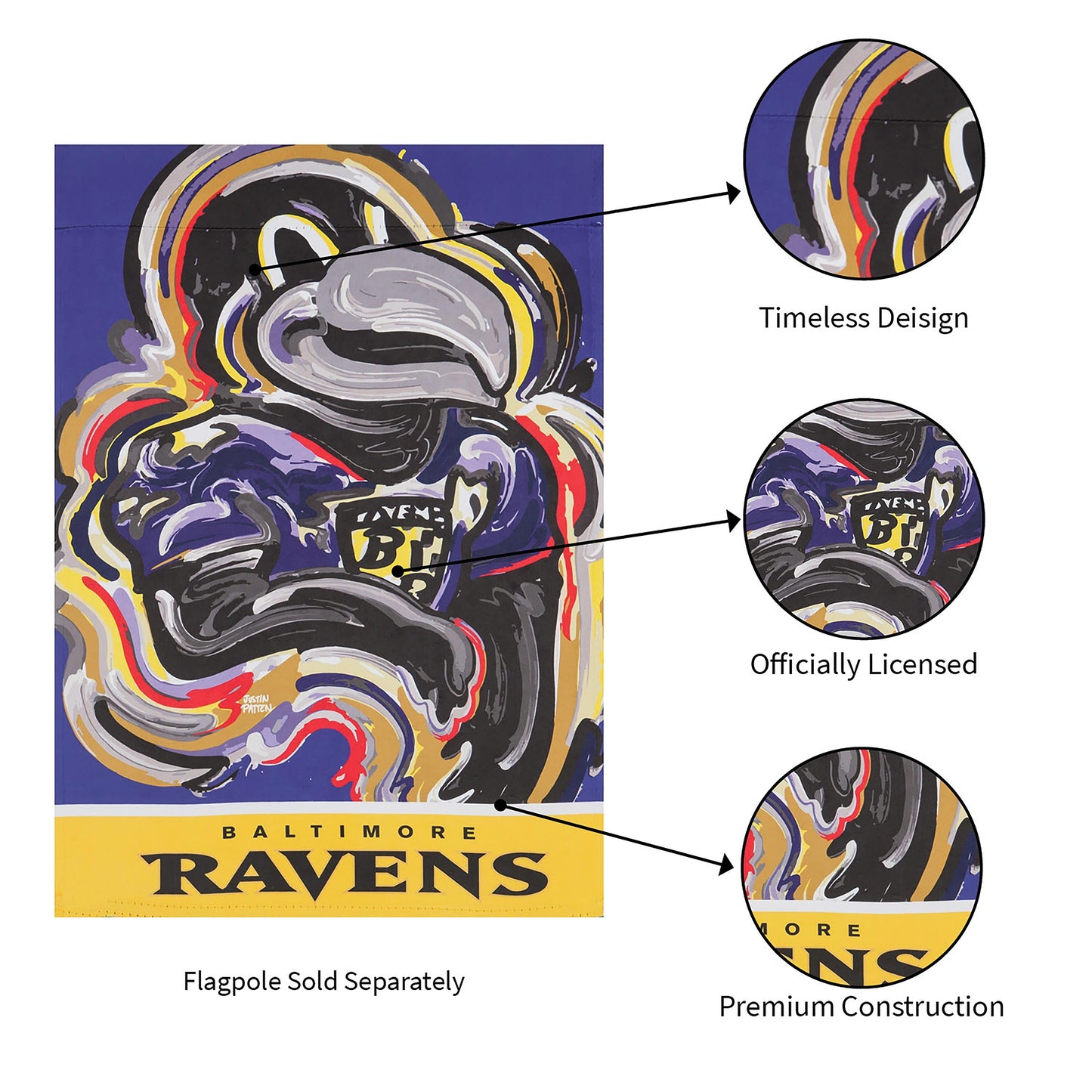 Baltimore Ravens Justin Patten Suede Garden Flag