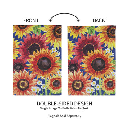 Multi-Color Fall Sunflowers Garden Suede Flag