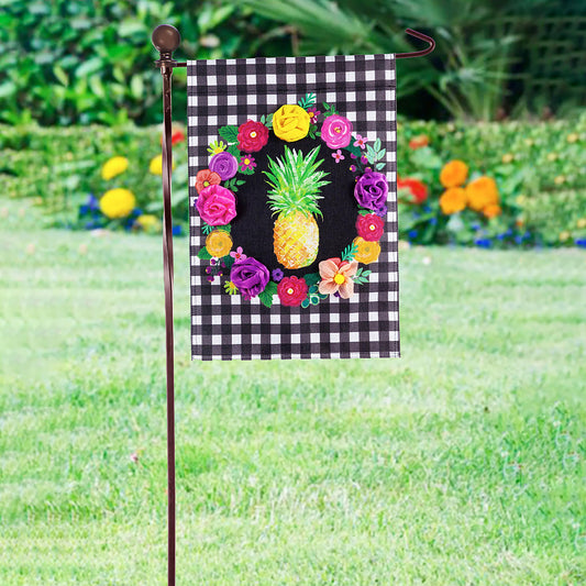Metal Twist Garden Flag Stand with Finial, Bronze