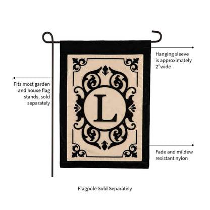 Cambridge Monogram Garden Applique Flag, Letter L