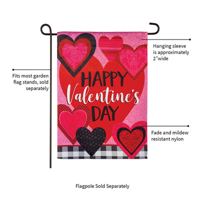 Patterned Valentine's Hearts Garden Suede Flag