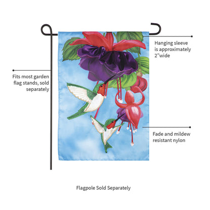Hummingbirds Applique Garden Flag