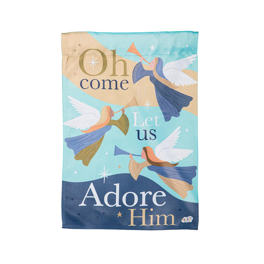 Oh Come Let Us Adore Him Suede Garden Flag