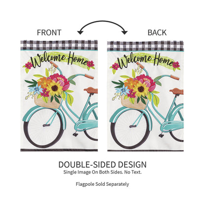 Welcome Home Bicycle Applique Garden Flag