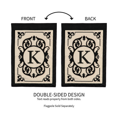 Cambridge Monogram Garden Applique Flag, Letter K