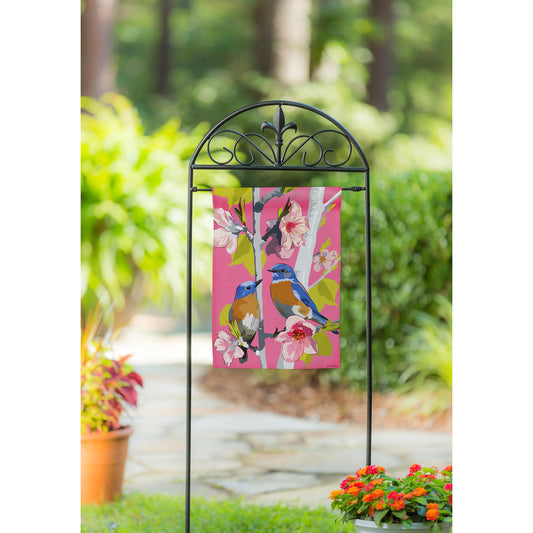 Birdies on Cherry Blossoms Suede House Flag