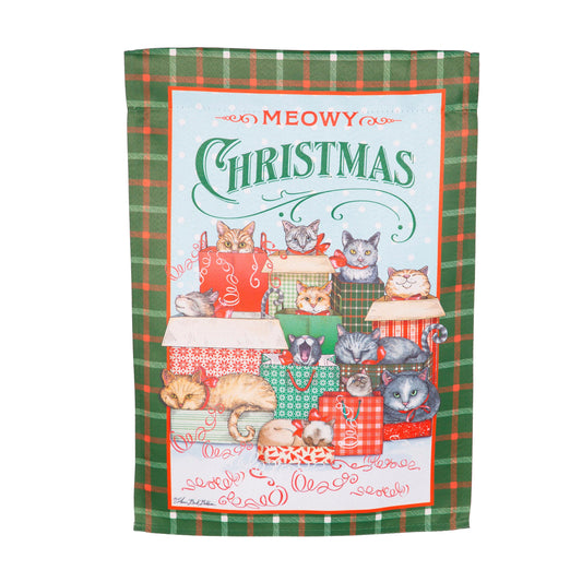 Meowy Christmas Suede House Flag
