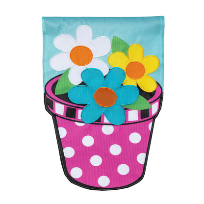 Pink Dot Flower Basic Applique Garden Flag
