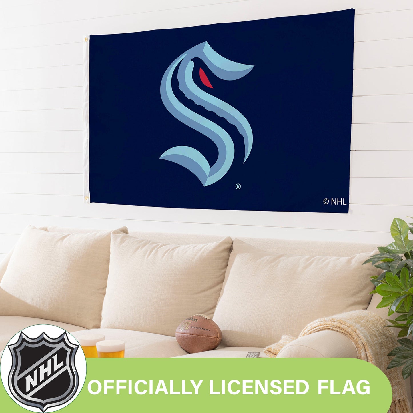 Seattle Kraken Single Sided Flag w/ 2 Grommets, 3'x5'