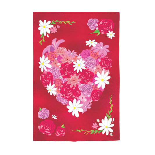 Heart A Flutter Floral Applique Garden Flag