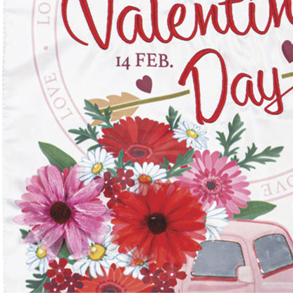 Valentine's Flower Truck Applique Garden Flag