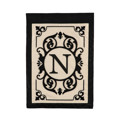 Cambridge Monogram Garden Applique Flag, Letter N