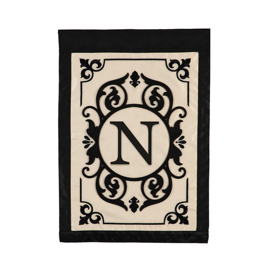 Cambridge Monogram Garden Applique Flag, Letter N