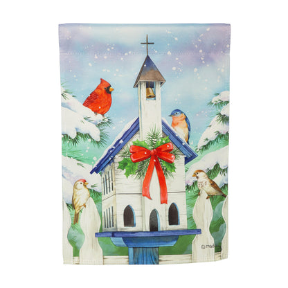 Christmas Birdhouse Suede Garden Flag