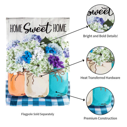 Hydrangea Mason Jars Garden Linen Flag