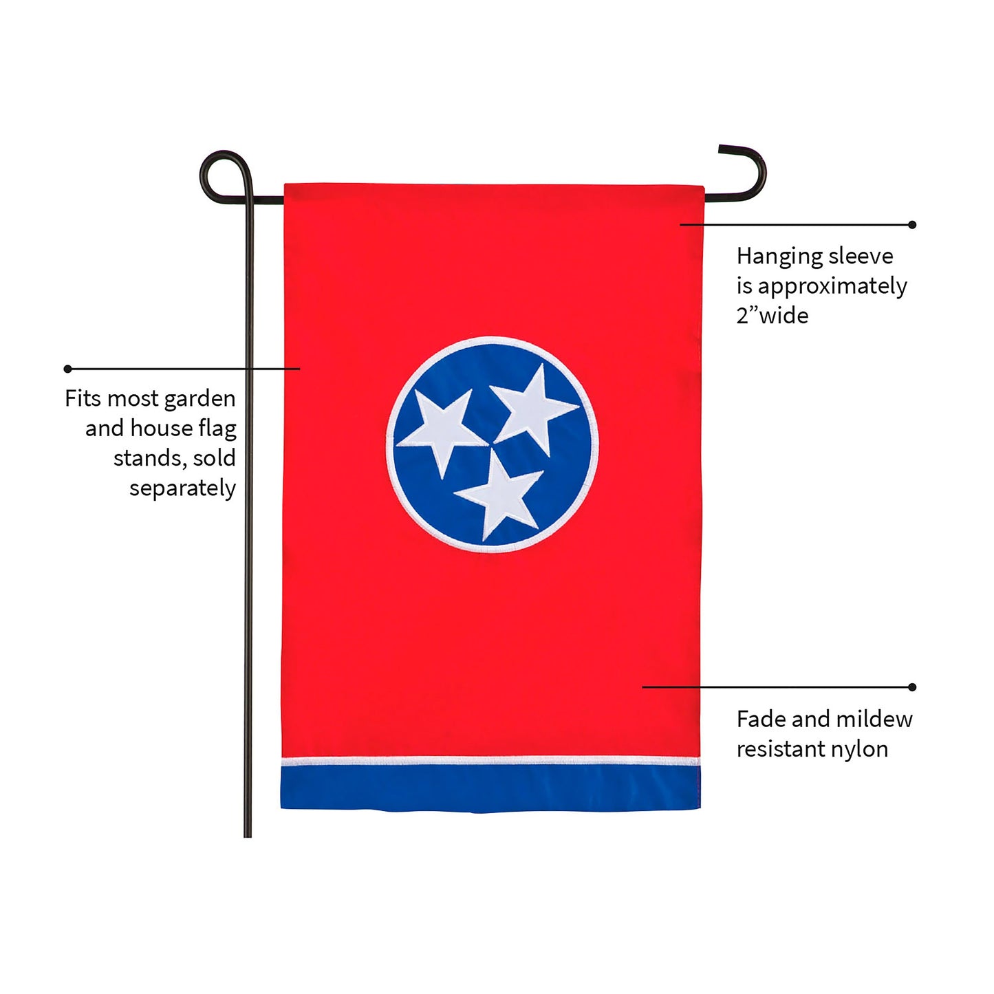 Tennessee State Flag Garden Applique Flag