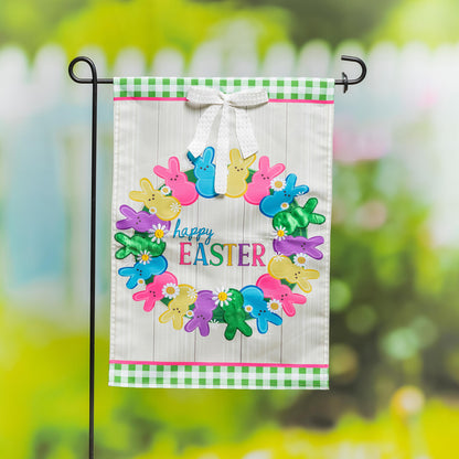Colorful Bunny Wreath Garden Applique Flag