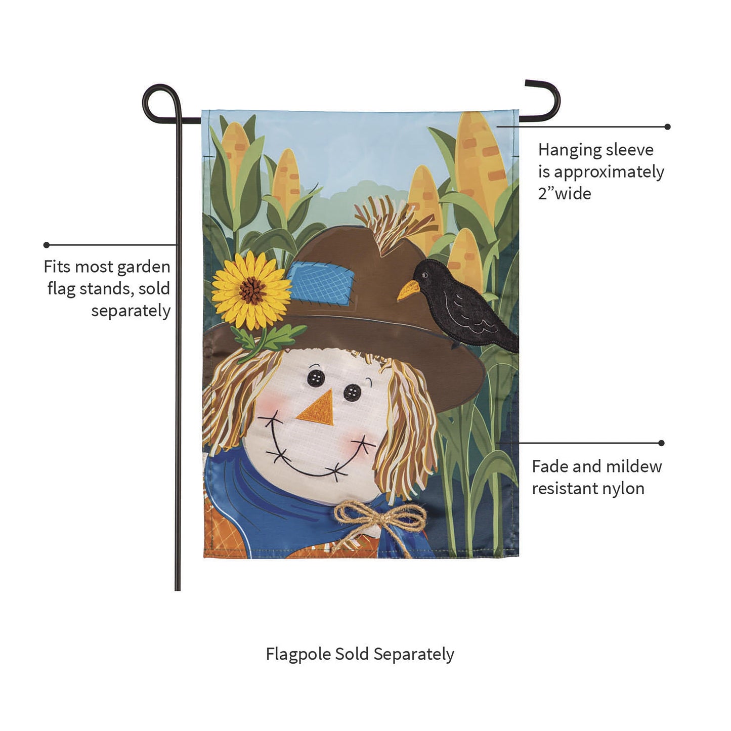 Scarecrow and Friend Applique Garden Flags