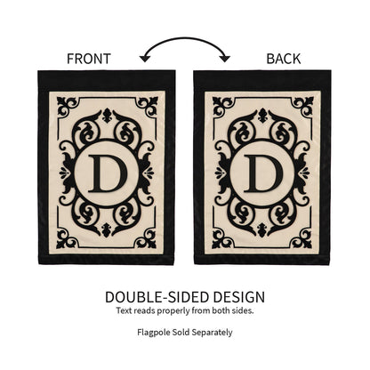 Cambridge Monogram Garden Applique Flag, Letter D