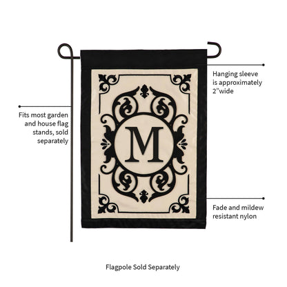 Cambridge Monogram Garden Applique Flag, Letter M